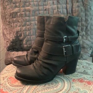 Black High Ankle Boots w/ 2 Silver Buckles